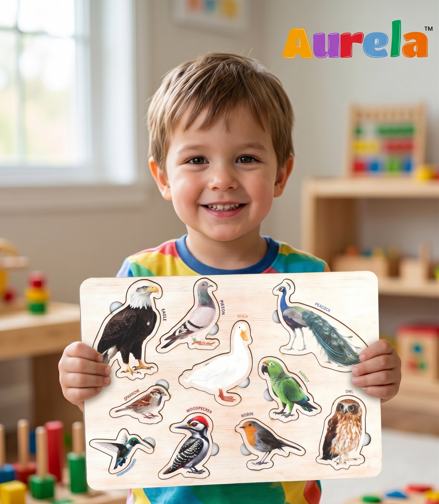 Wooden Birds Educational Puzzle