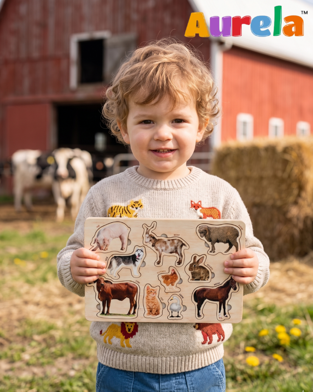 Wooden Farm Animals Educational Puzzle