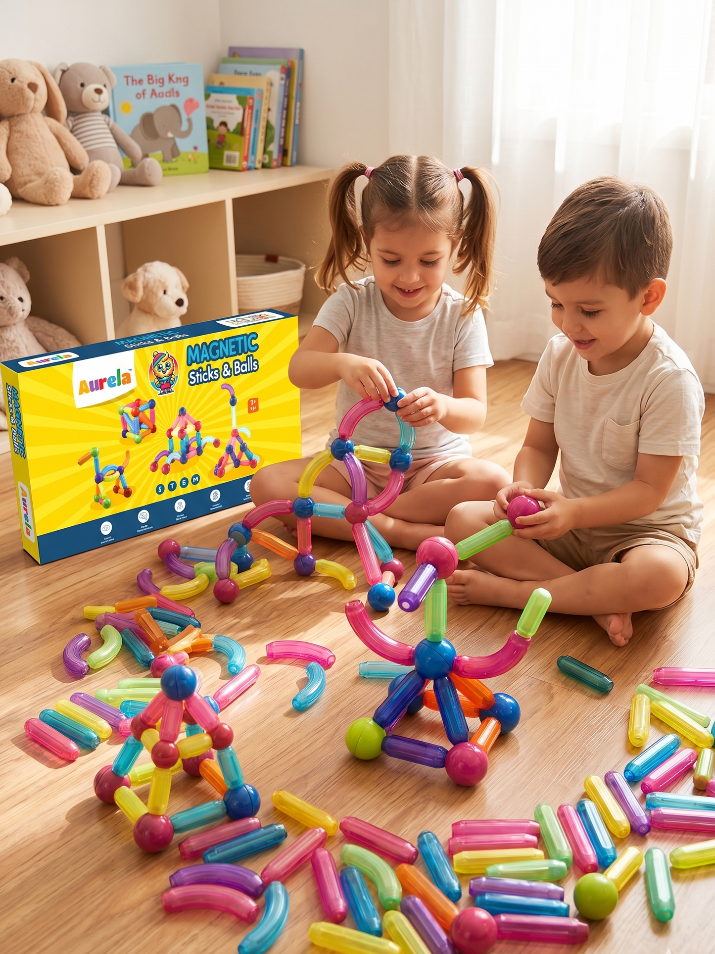Magnetic Stick And Balls Plus (Transparent) 52 Pcs Construction Set