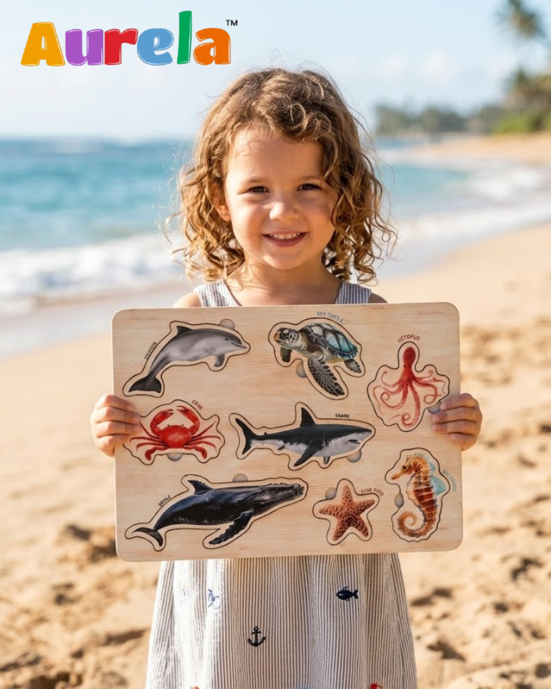 Wooden Sea Animals Educational Puzzle