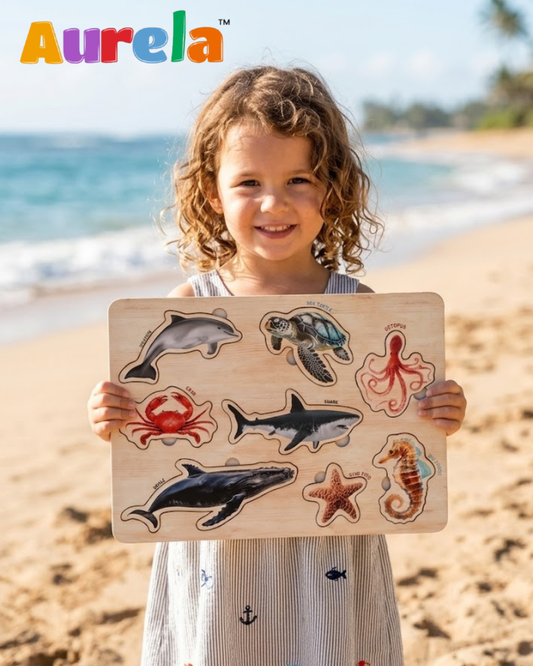 Wooden Sea Animals Educational Puzzle