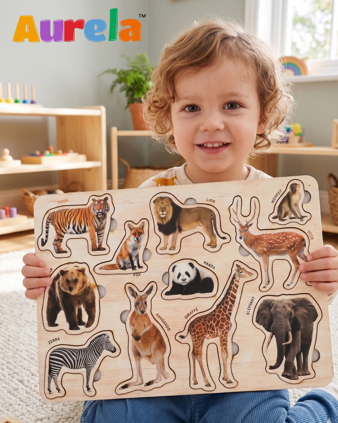 Wooden Wild Animals Educational Puzzle